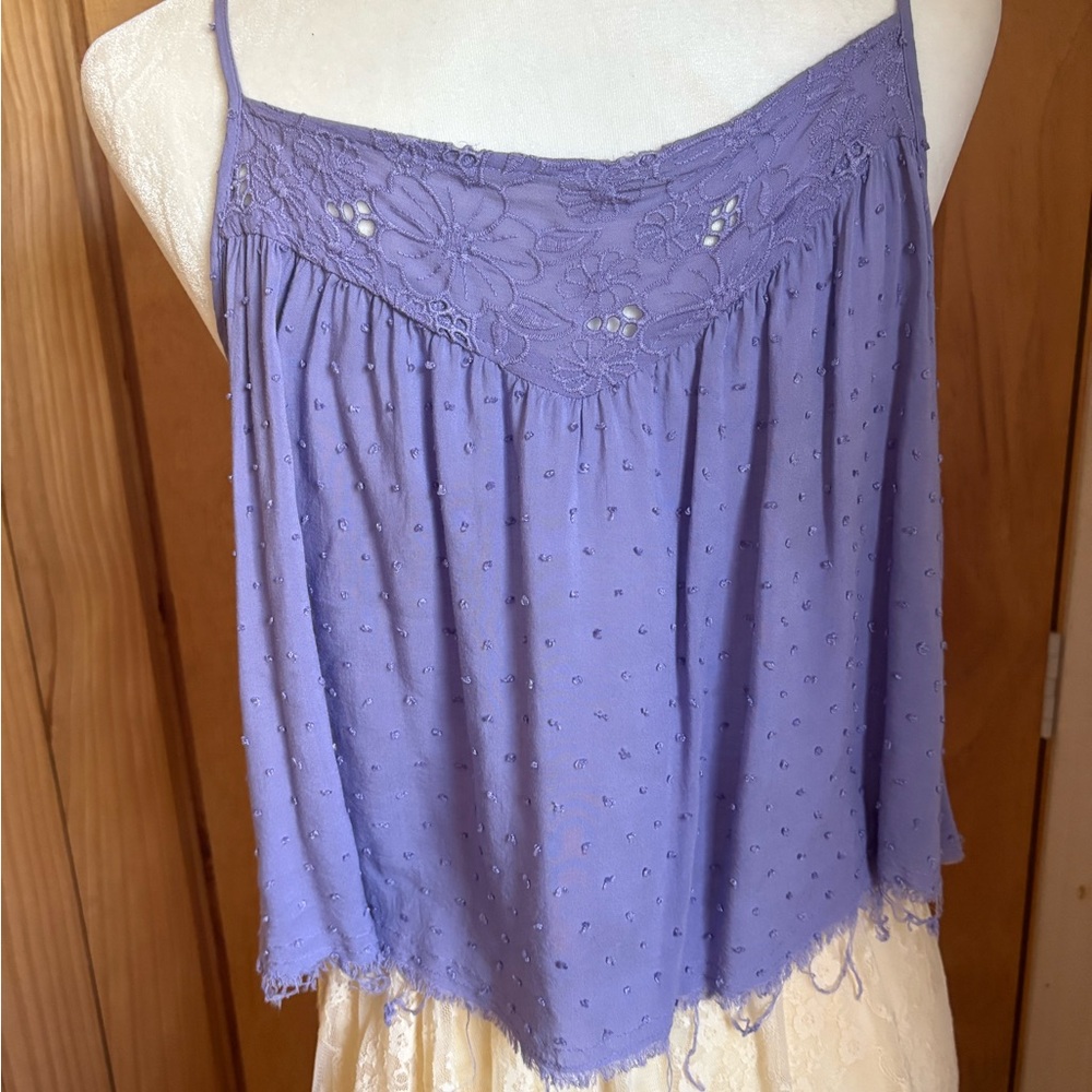 Intimately Free People Lavender Lace Trim Spaghetti Strap Top